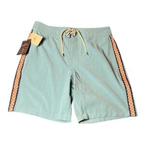 NWT Faherty Mens Sz 28 Retro Board Shorts Striped Swim Trunks Surf Blue MSRP $98